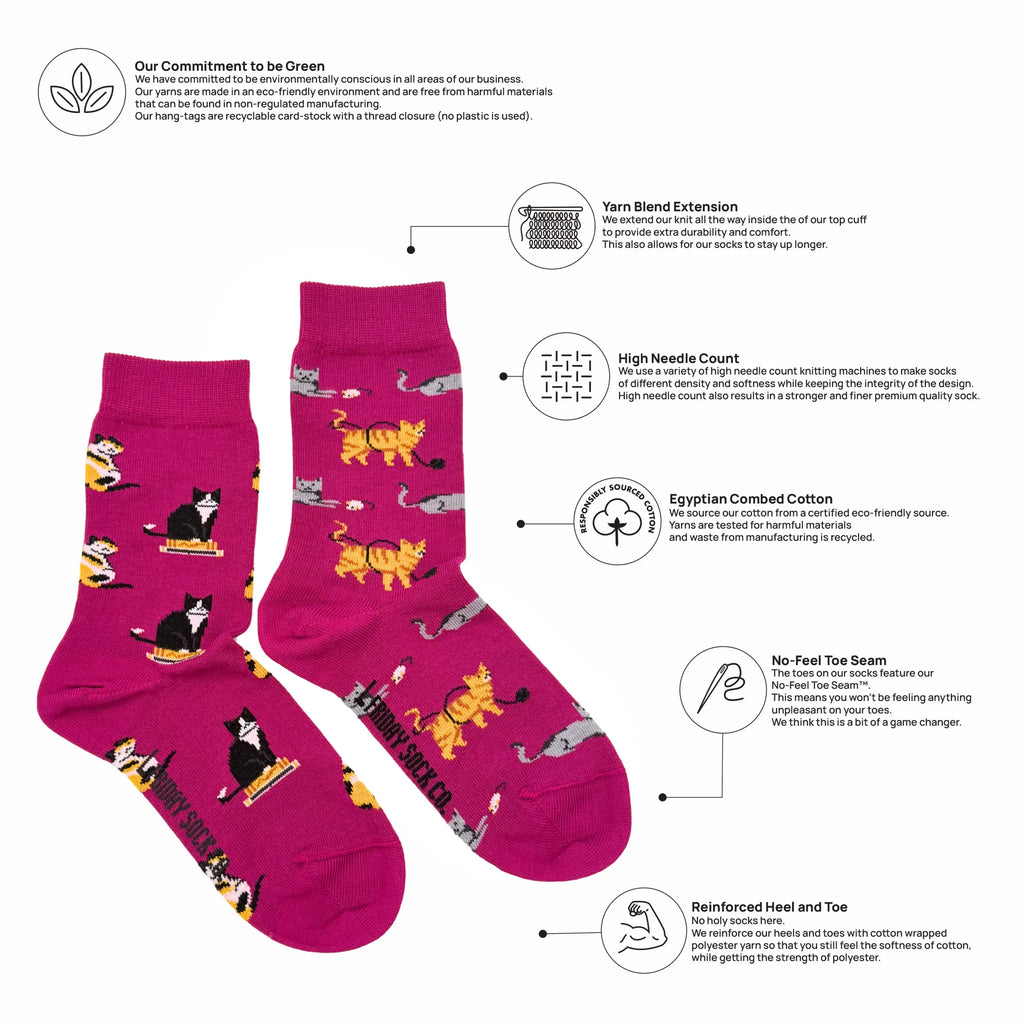 Kid's Cats Crew Socks - Playful & Colorful Design