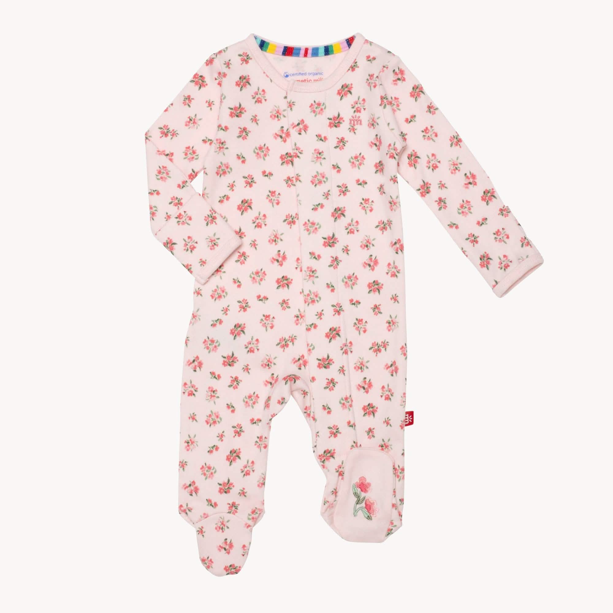Bouquet de Fleurs Organic Cotton Magentic Footie