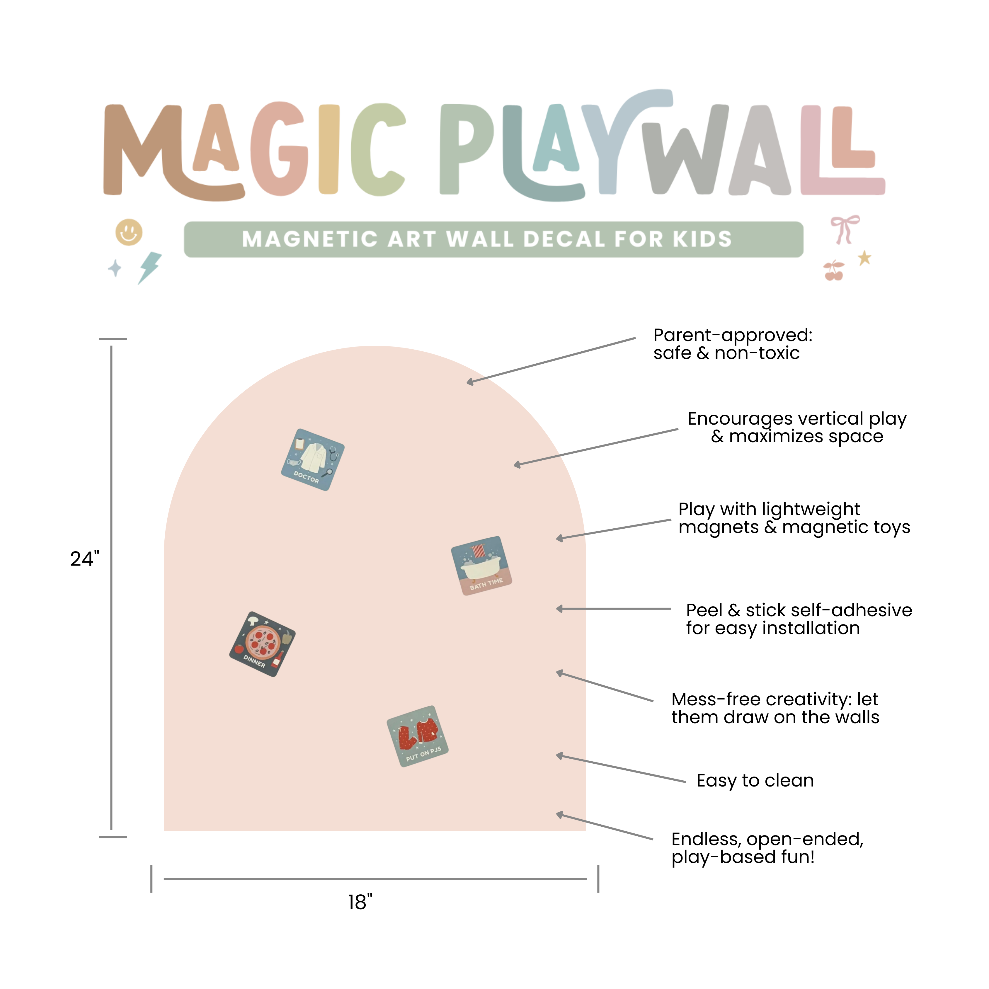MINI Magic Playwall - Arch Magnetic Art Wall Decal: Stone Grey