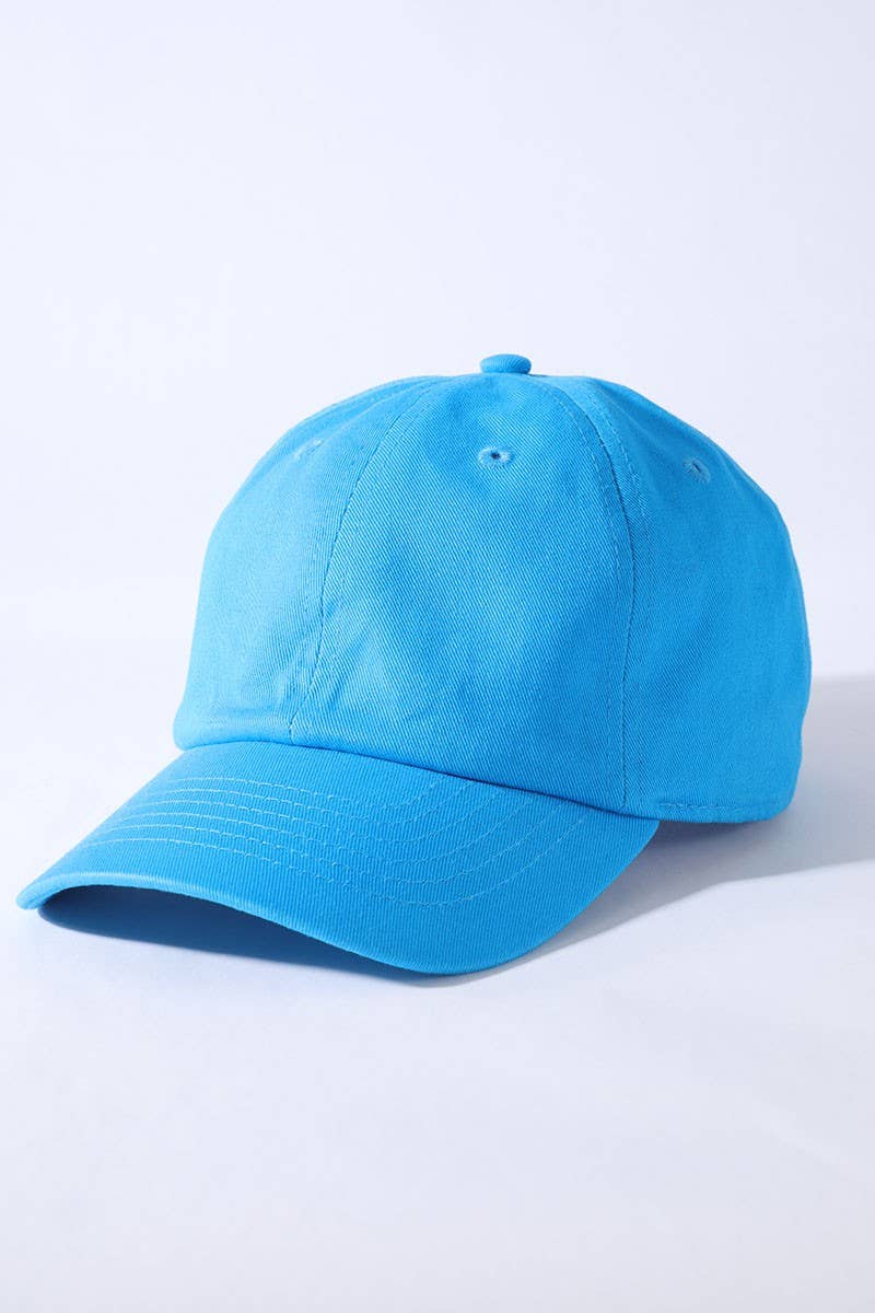 Kids Washed Low Profile Cotton Baseball Cap: TURQUOISE / 4 to 7