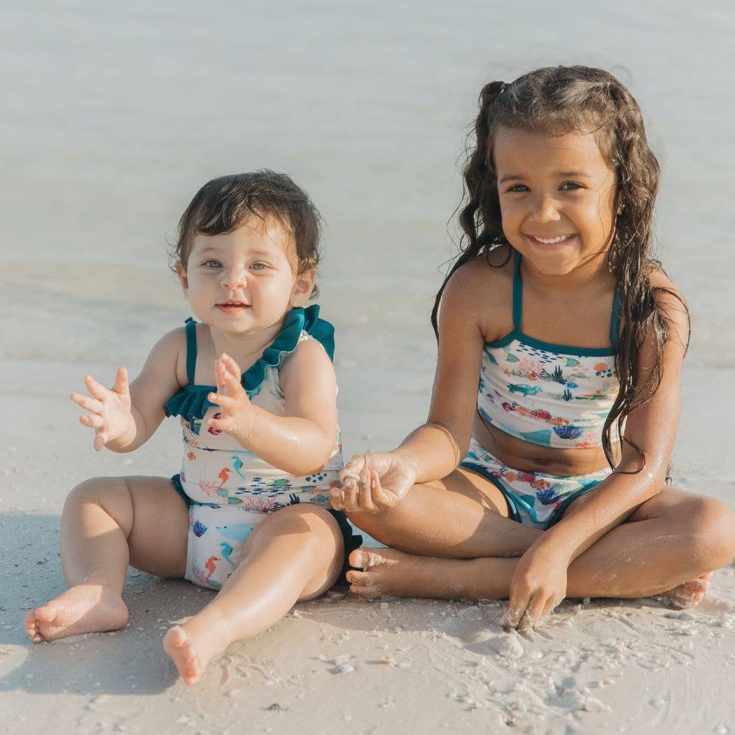 Coral Reef Ruffle One Piece Girls Swimsuit
