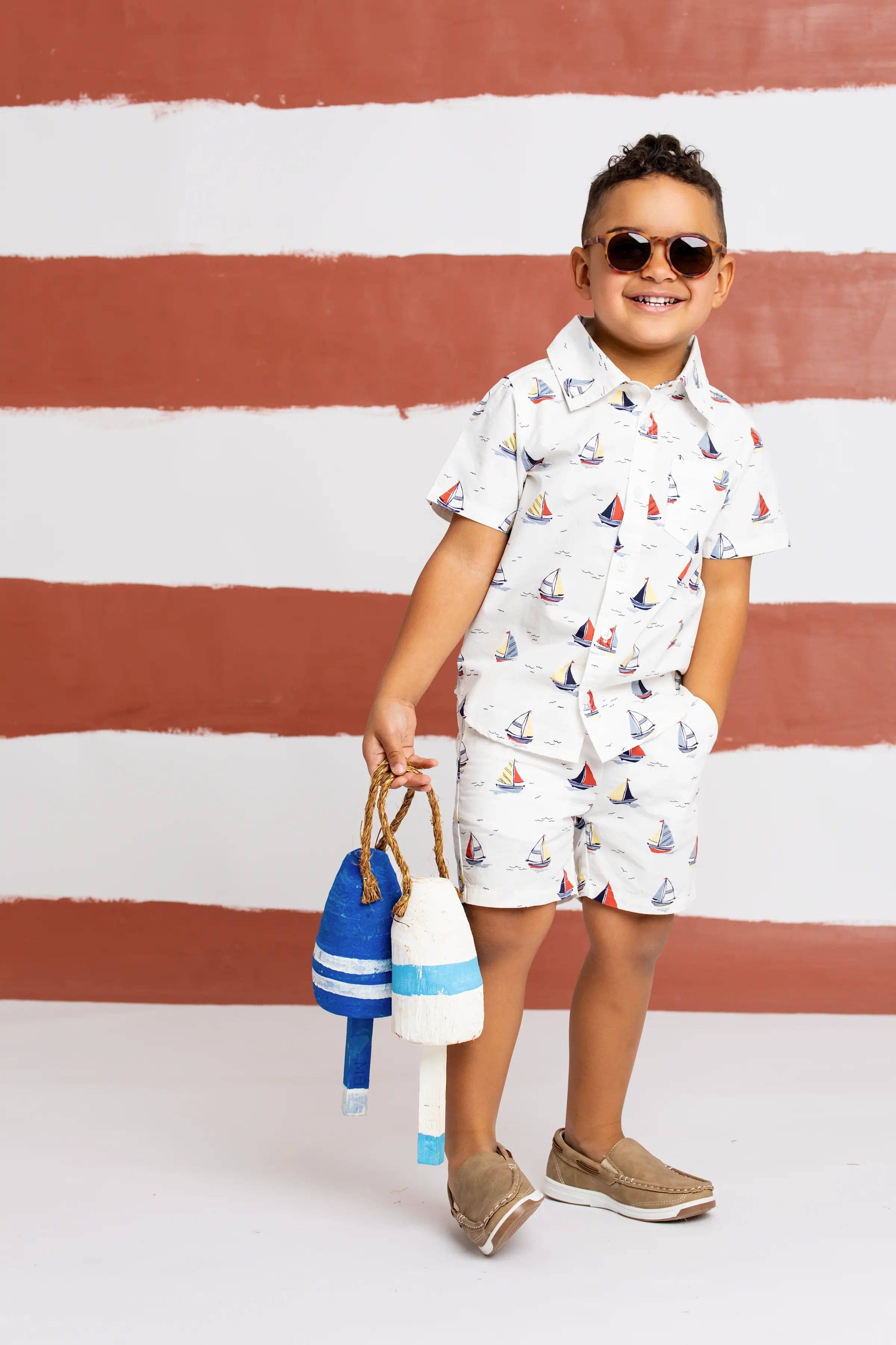 Kids Poplin Shirt + Short Set Little Skippers