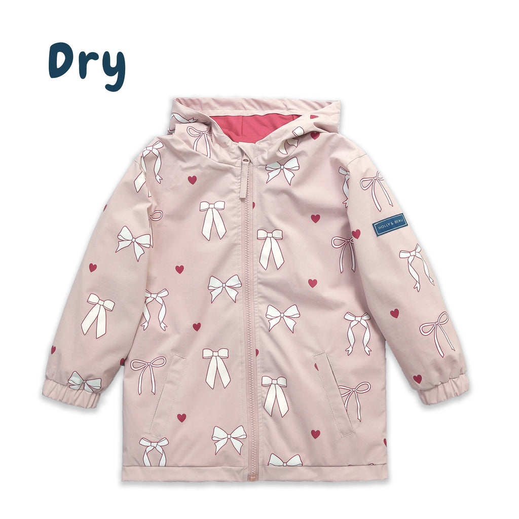 Hearts & Bows Color Changing Kids Raincoat