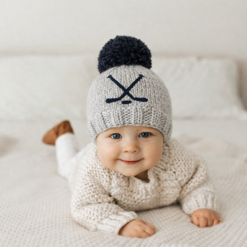 Hockey Beanie Hat Ice Grey Baby & Kids