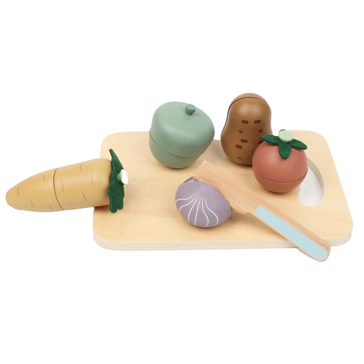 First Kitchen Play Set - Wooden Vegetable Cutting Toy Ages 2+