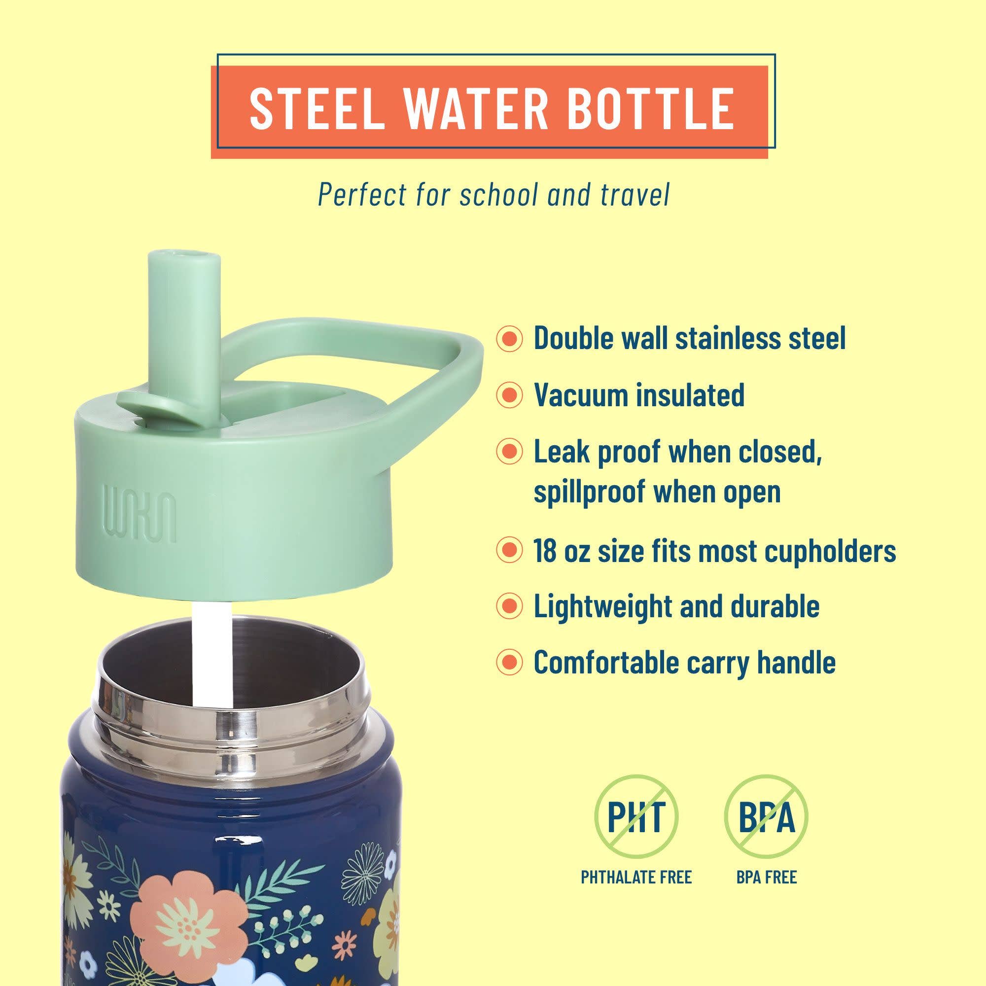 Bouteille d'eau en acier Wildflower Bloom de 510 ml