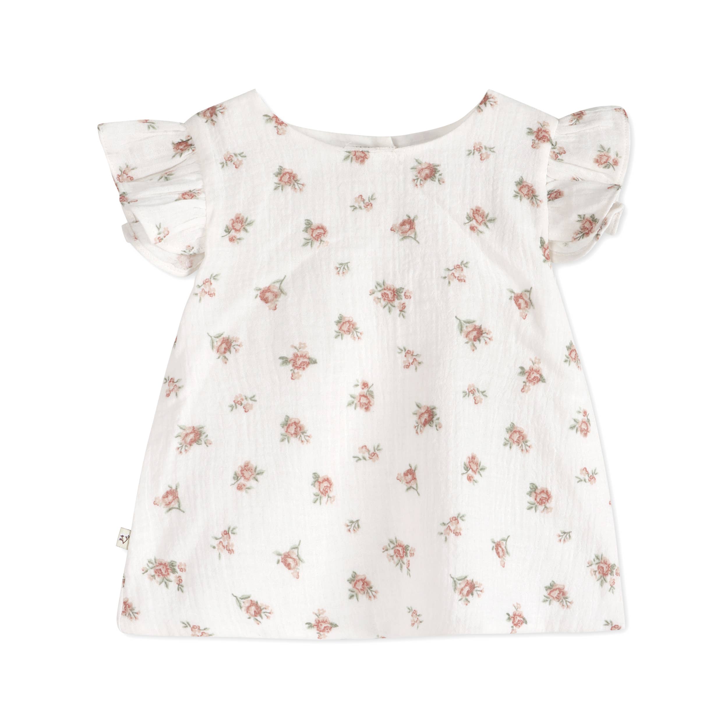 Tea Rose Floral Ruffle Sleeve Baby Top + Bloomer Organic, Multi-Floral
