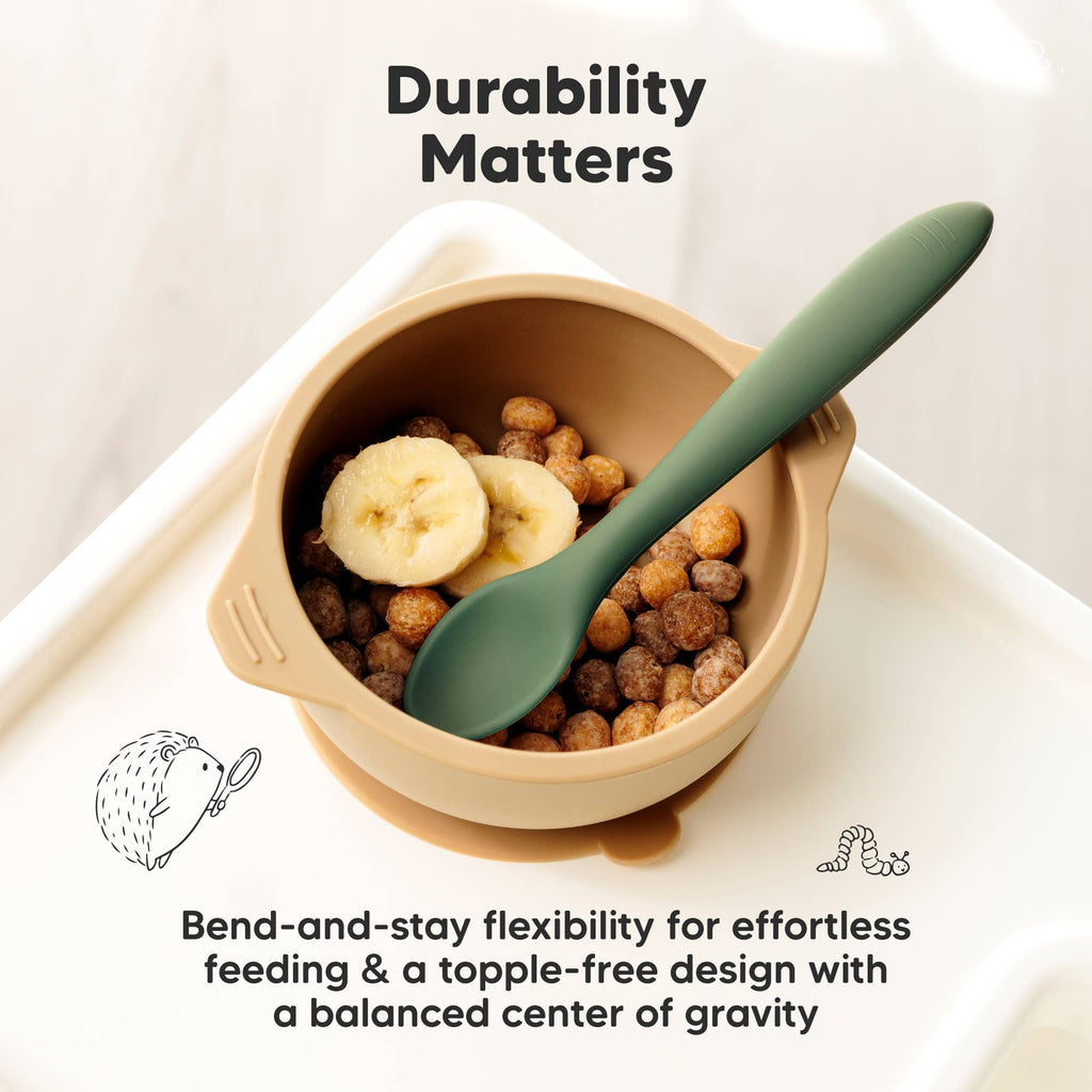 3-Pack Prep Silicone Baby Spoons for Toddlers 6-24 months: Slate