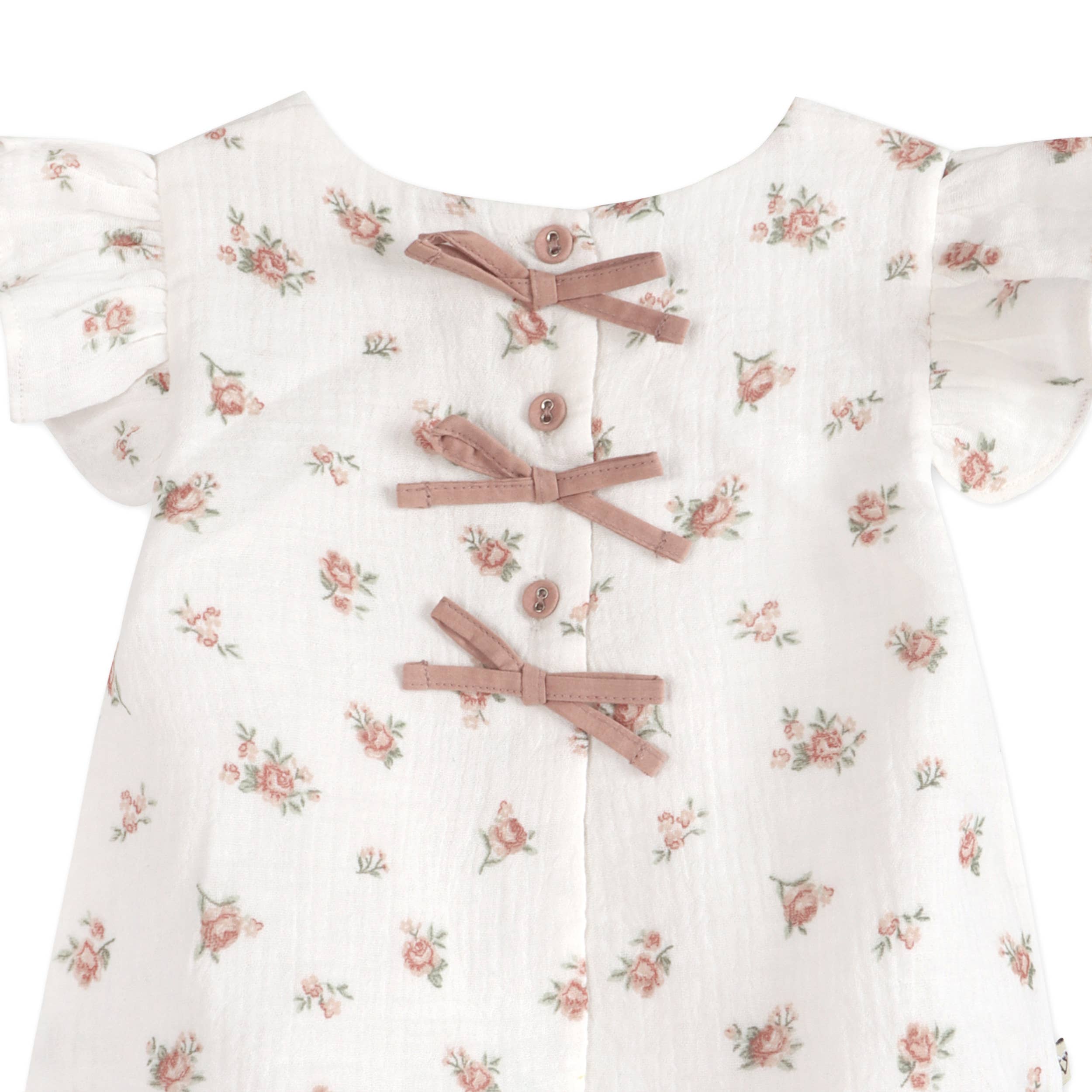 Tea Rose Floral Ruffle Sleeve Baby Top + Bloomer Organic, Multi-Floral
