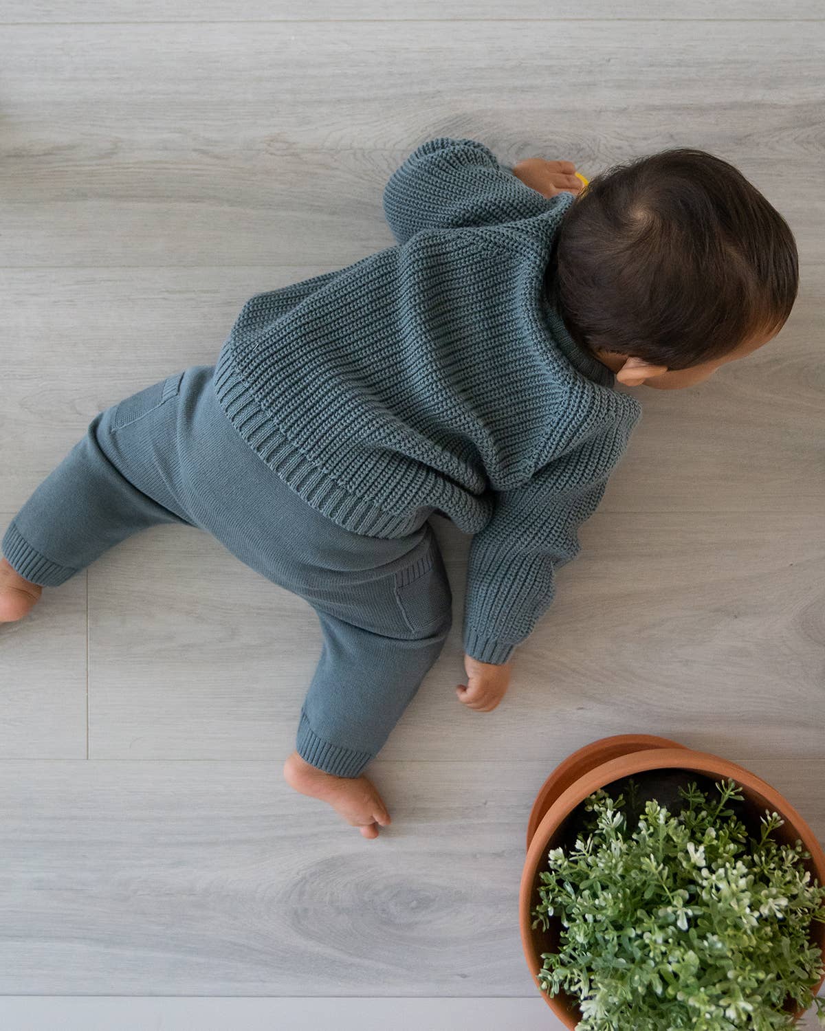 Baby Side Pocket Sweater Knit Pants Organic Cotton: Stone