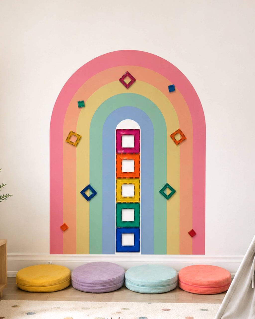 MEGA Magic Playwall - Arch Magnetic Wall Decal for Kids: Neutral Check