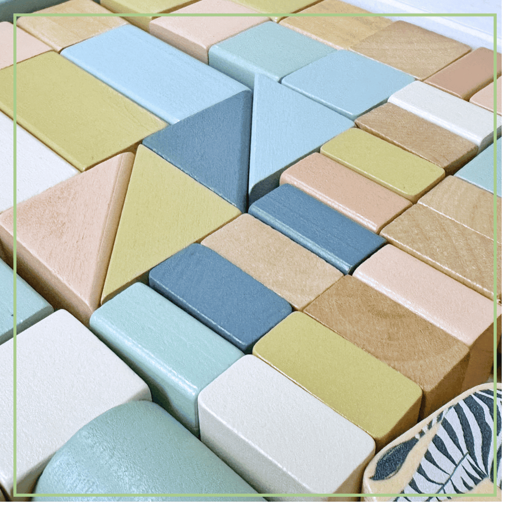 Wooden Building Blocks 70pc - Natural Wood Block Set Ages 2+