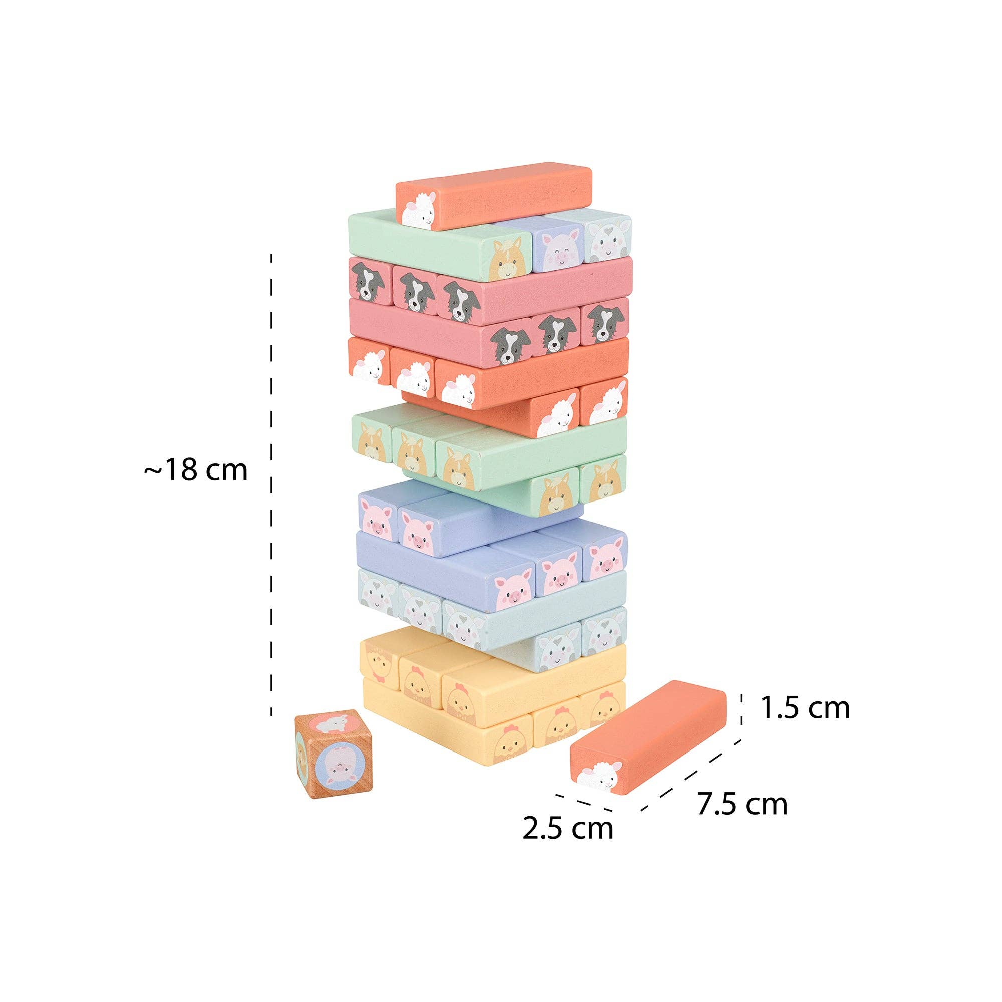 Farmyard Wooden Animal Tumbling Tower