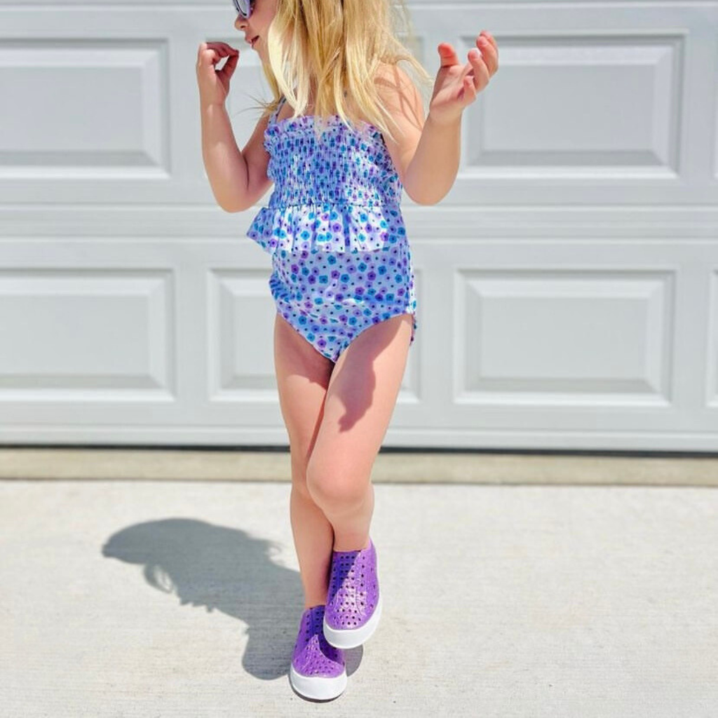 MERMAID - SHOOSHOOS TODDLER KIDS SHOES WATERPROOF SNEAKERS: PURPLE GLITTER