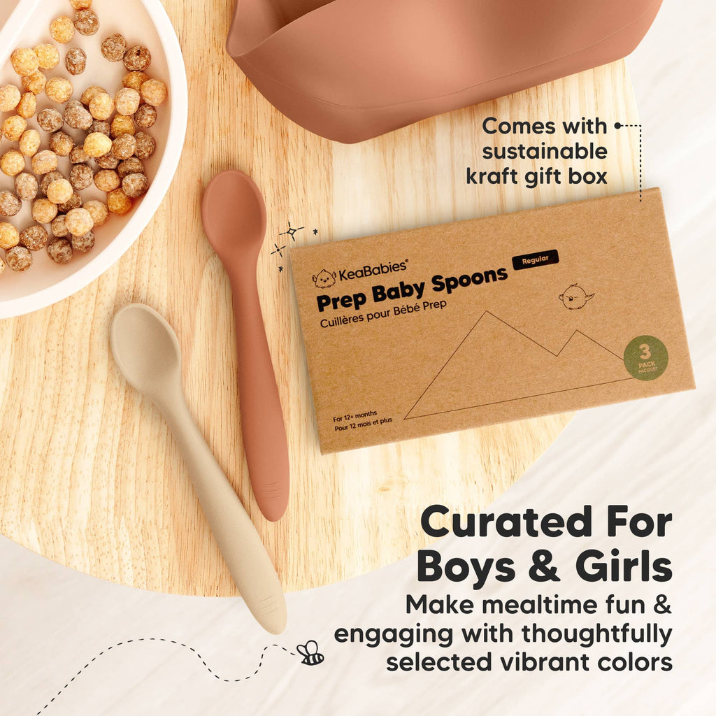 3-Pack Prep Silicone Baby Spoons for Toddlers 6-24 months: Terracotta