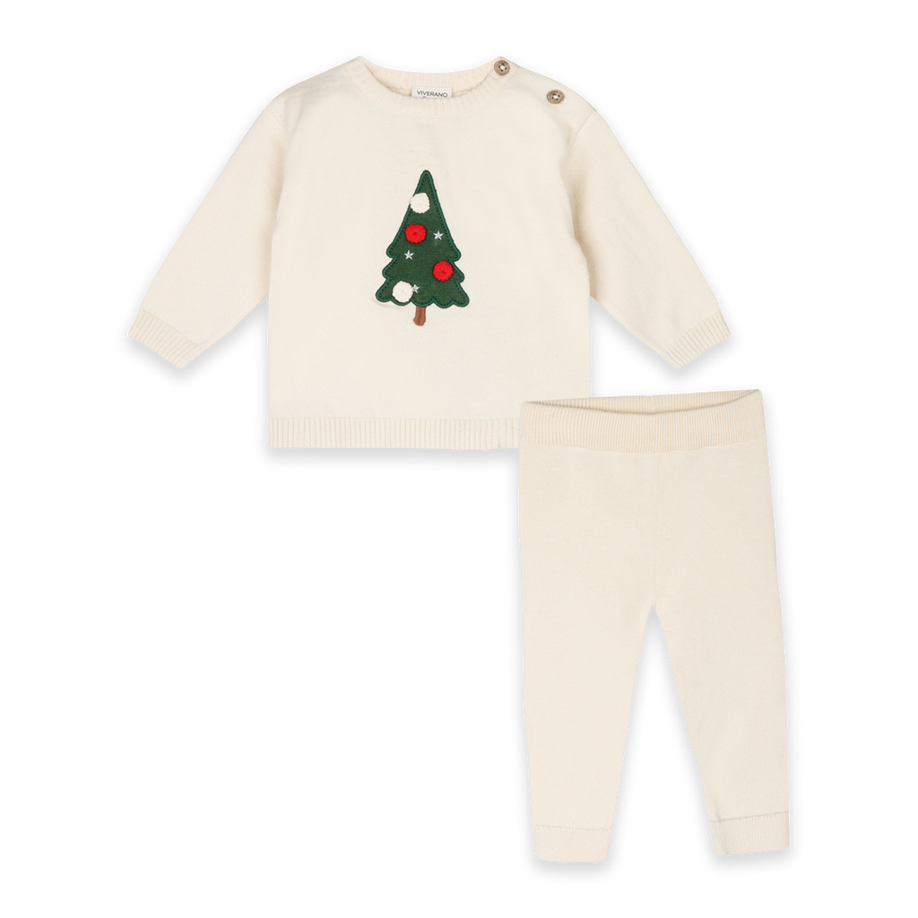 Jolly Christmas Orcanic 3D Knit Baby Pullover & Pant SET