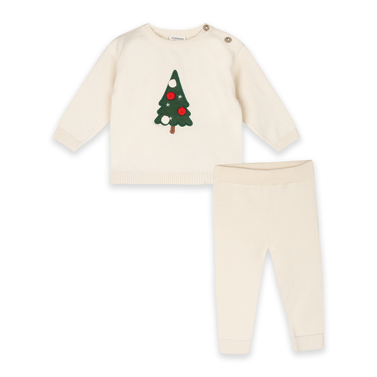 Jolly Christmas Orcanic 3D Knit Baby Pullover & Pant SET