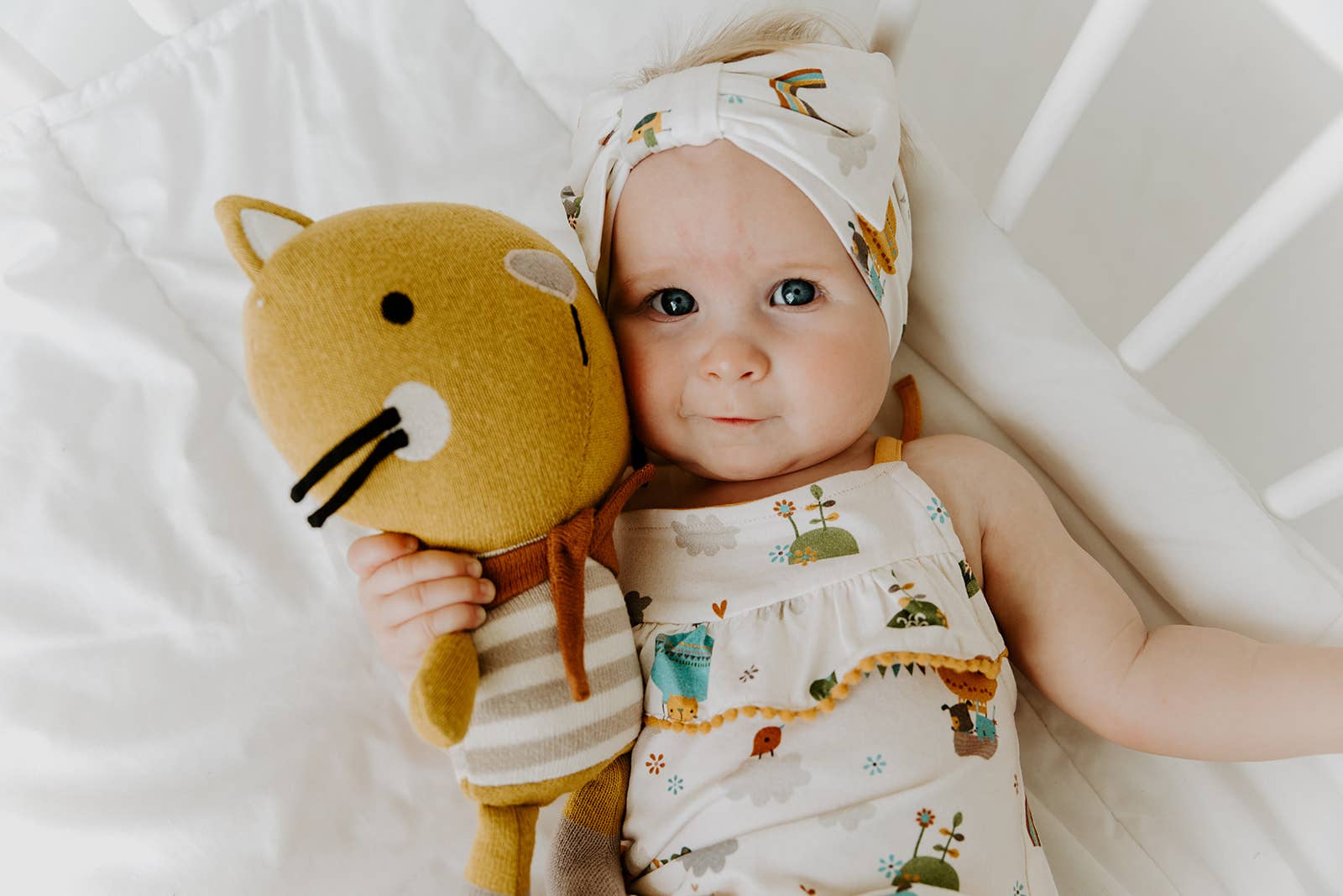 Balloon Pom-Pom & Tie Short Romper Organic Cotton