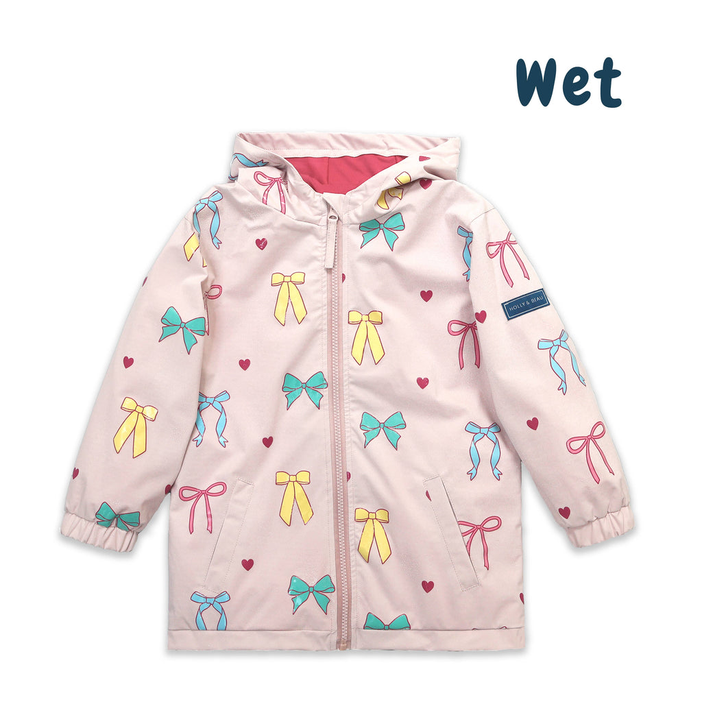 Hearts & Bows Color Changing Kids Raincoat
