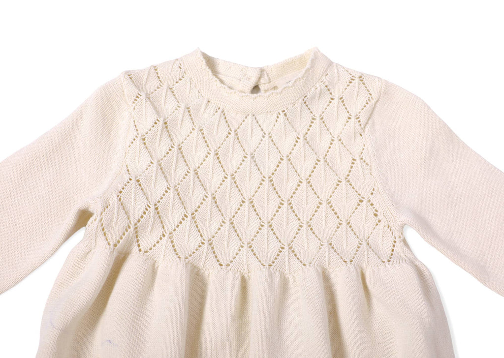 Milan Pointelle Sweater Knit Baby Dress Organic Cotton : Cream