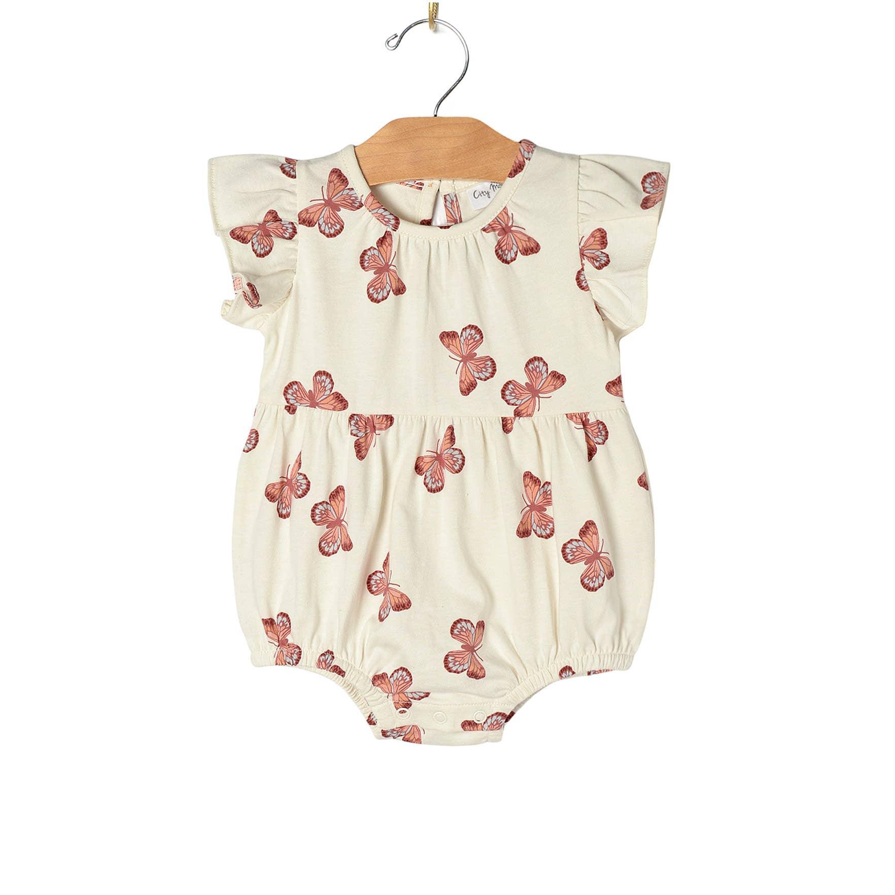 Baby Flutter Sleeve Short Romper- Butterflies