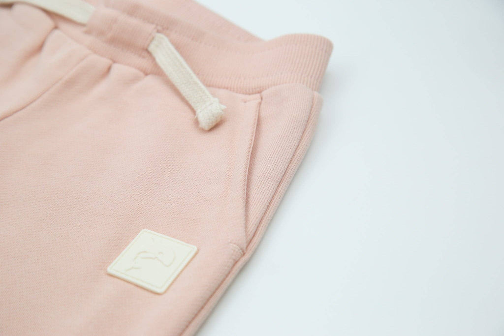 Kids Sweatpants -  Organic French Terry Cotton  – Pale Rose: 12M - 18M