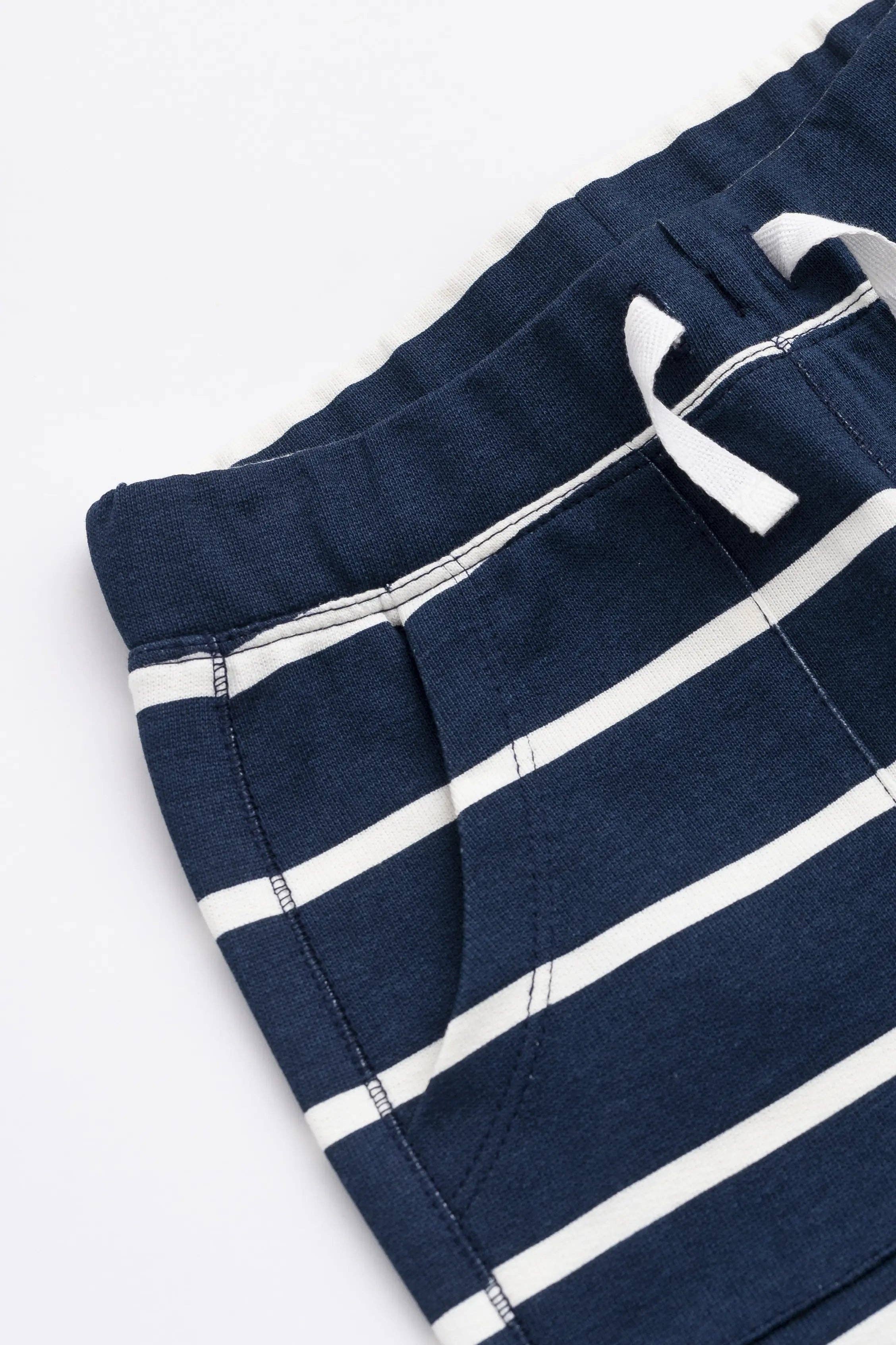 Kids Organic Sporty Sweatshorts Navy Stripe