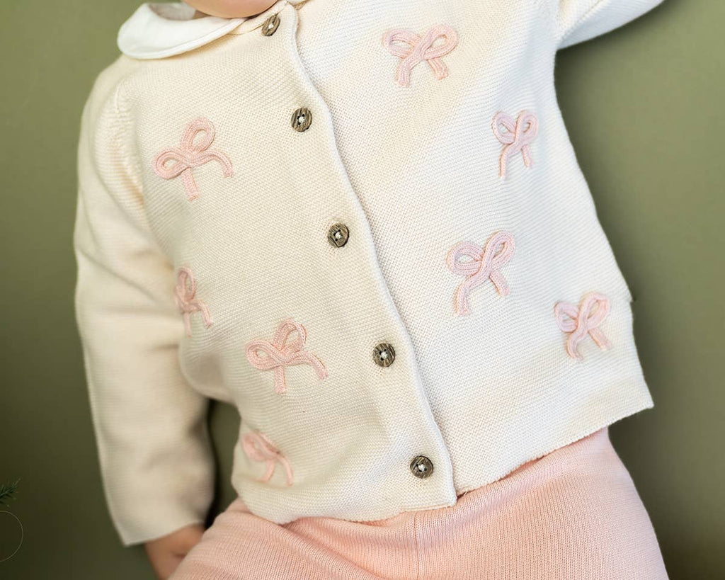 Zoe Bow Organic Sweater Knit Baby Button Cardigan