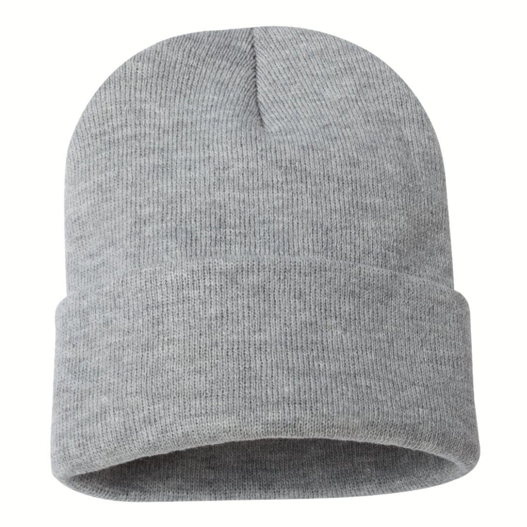 Solid Cuffed Beanie | Knit Winter Hat: Heather Grey / One Size