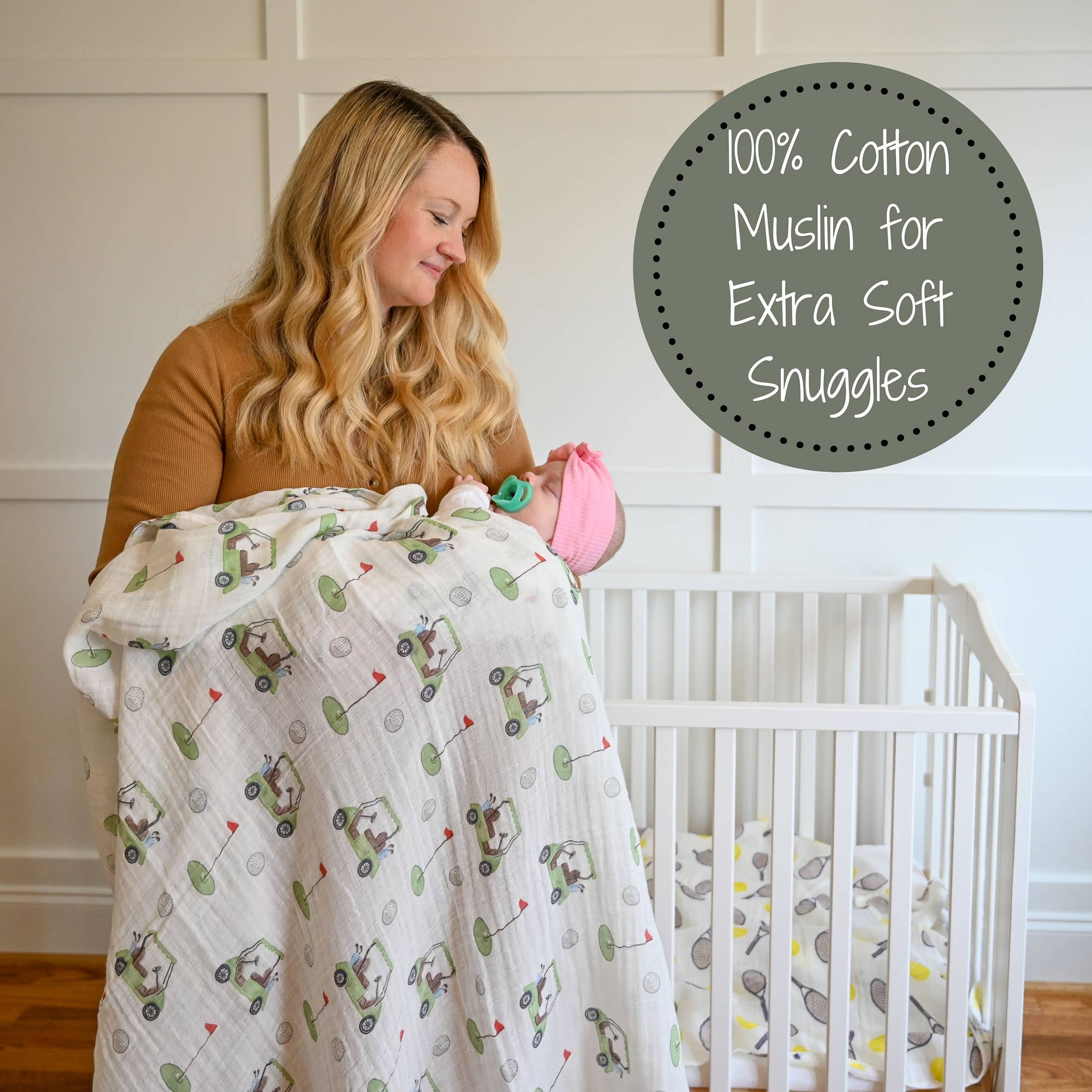 Golf A Round Baby Muslin Swaddle Blanket