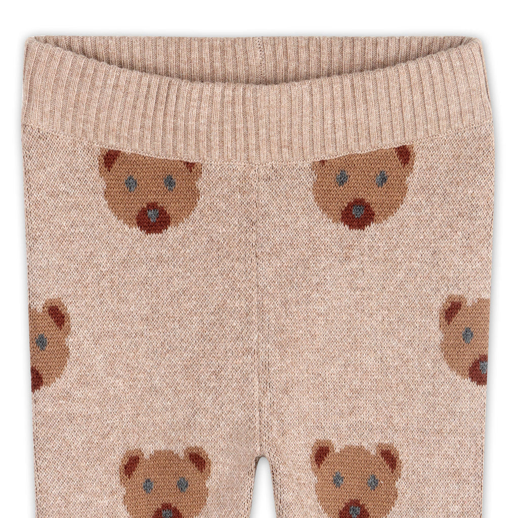Bear Knit Baby Pullover & Pant Set (Organic Cotton): Marl Brown