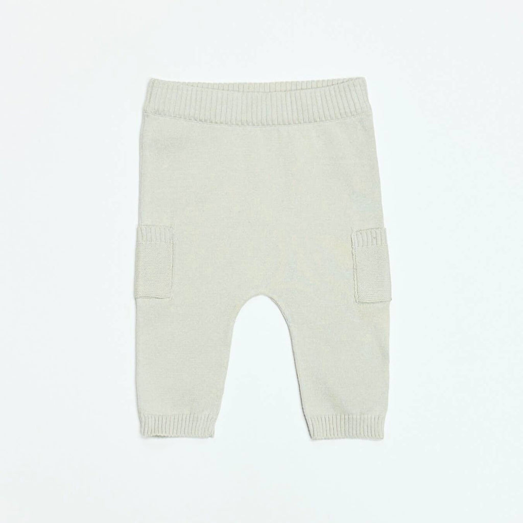 Baby Side Pocket Sweater Knit Pants Organic Cotton: Stone