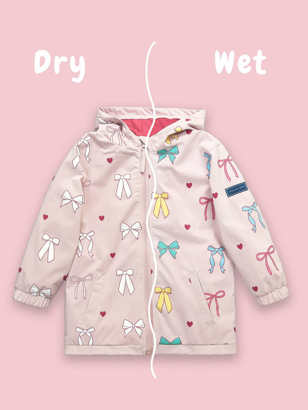 Hearts & Bows Color Changing Kids Raincoat