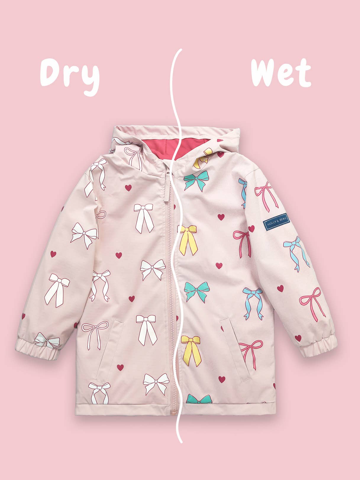 Hearts & Bows Color Changing Kids Raincoat