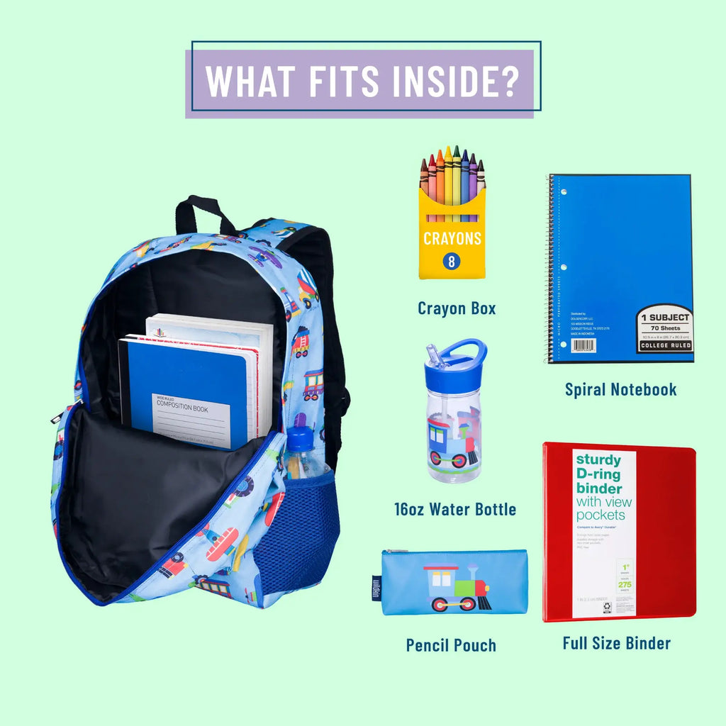 Trains Planes and Trucks Backpack - 16 Inch