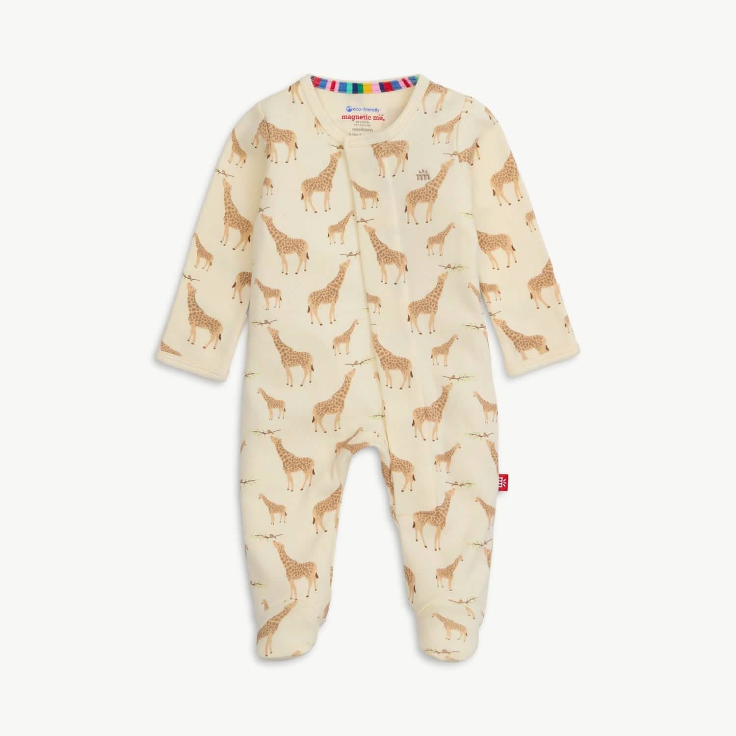 Jolie Giraffe Cream Organic Cotton Magnetic Me Footie