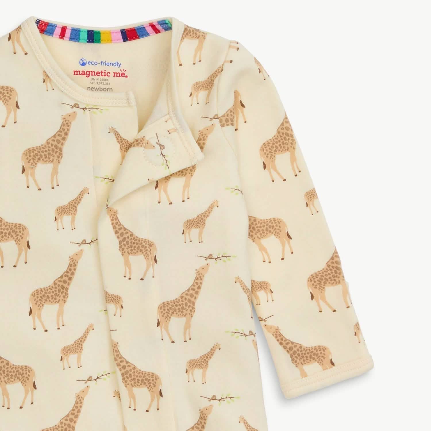 Jolie Giraffe Cream Organic Cotton Magnetic Me Footie
