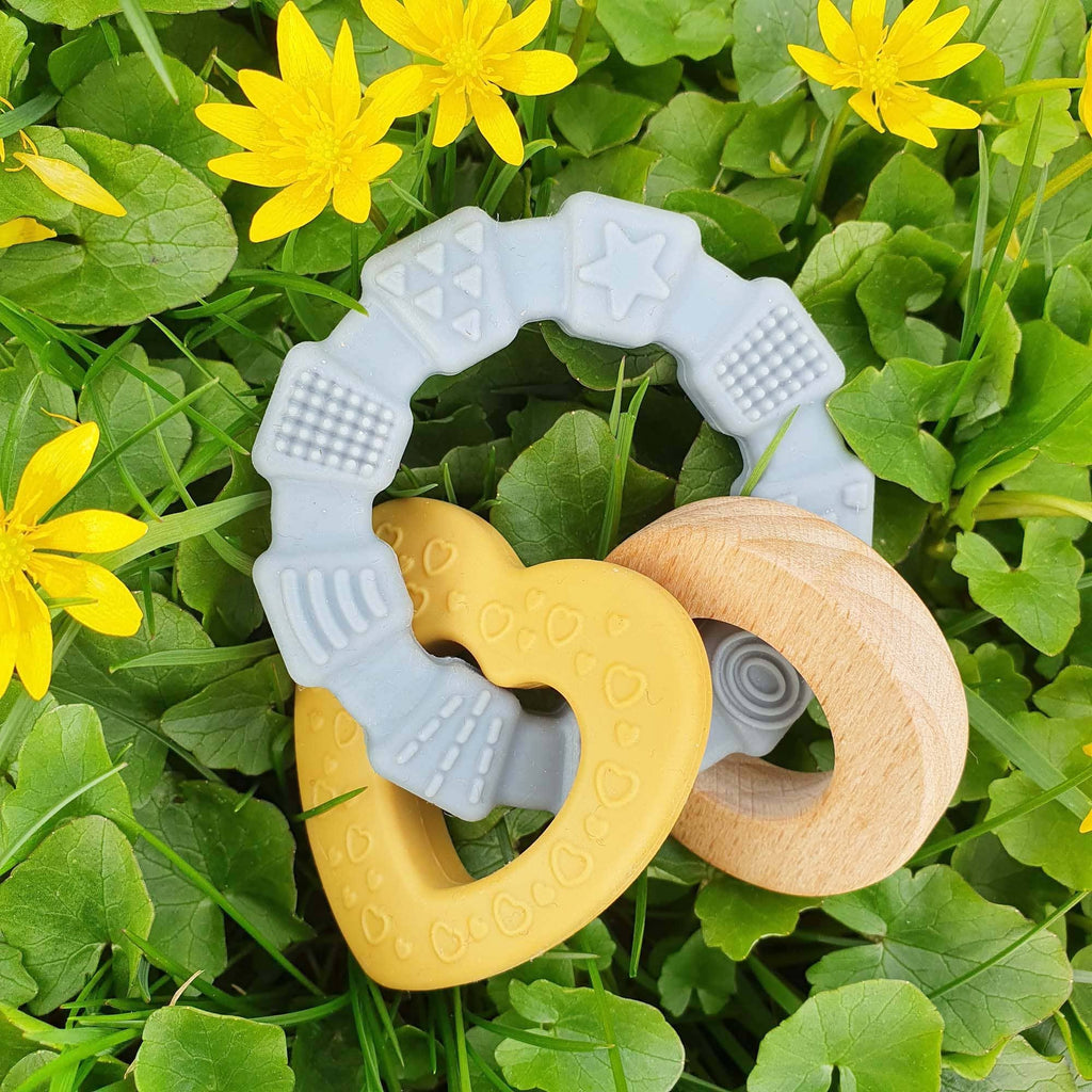 Baby Silicone Teether Toy Heart Ochre