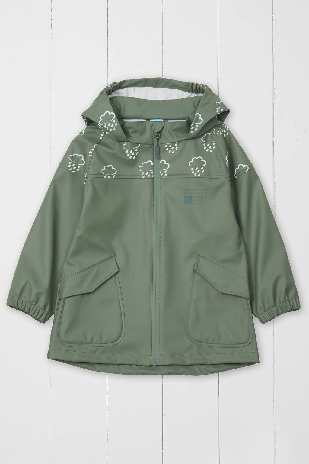 Colour Changing Kids Rain Jacket Army Green