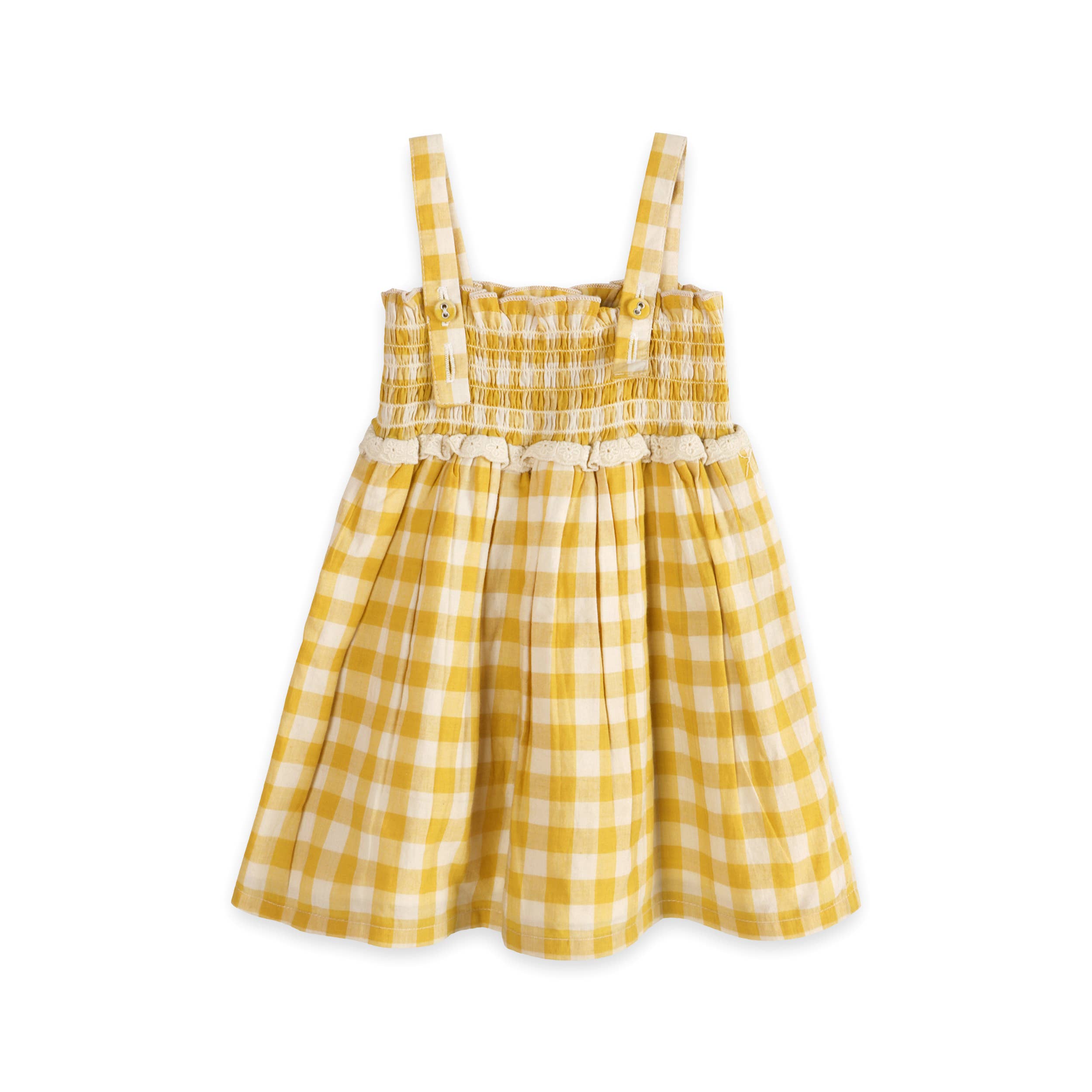 Bonnie Organic Gingham Smocked Baby Dress + Bloomer