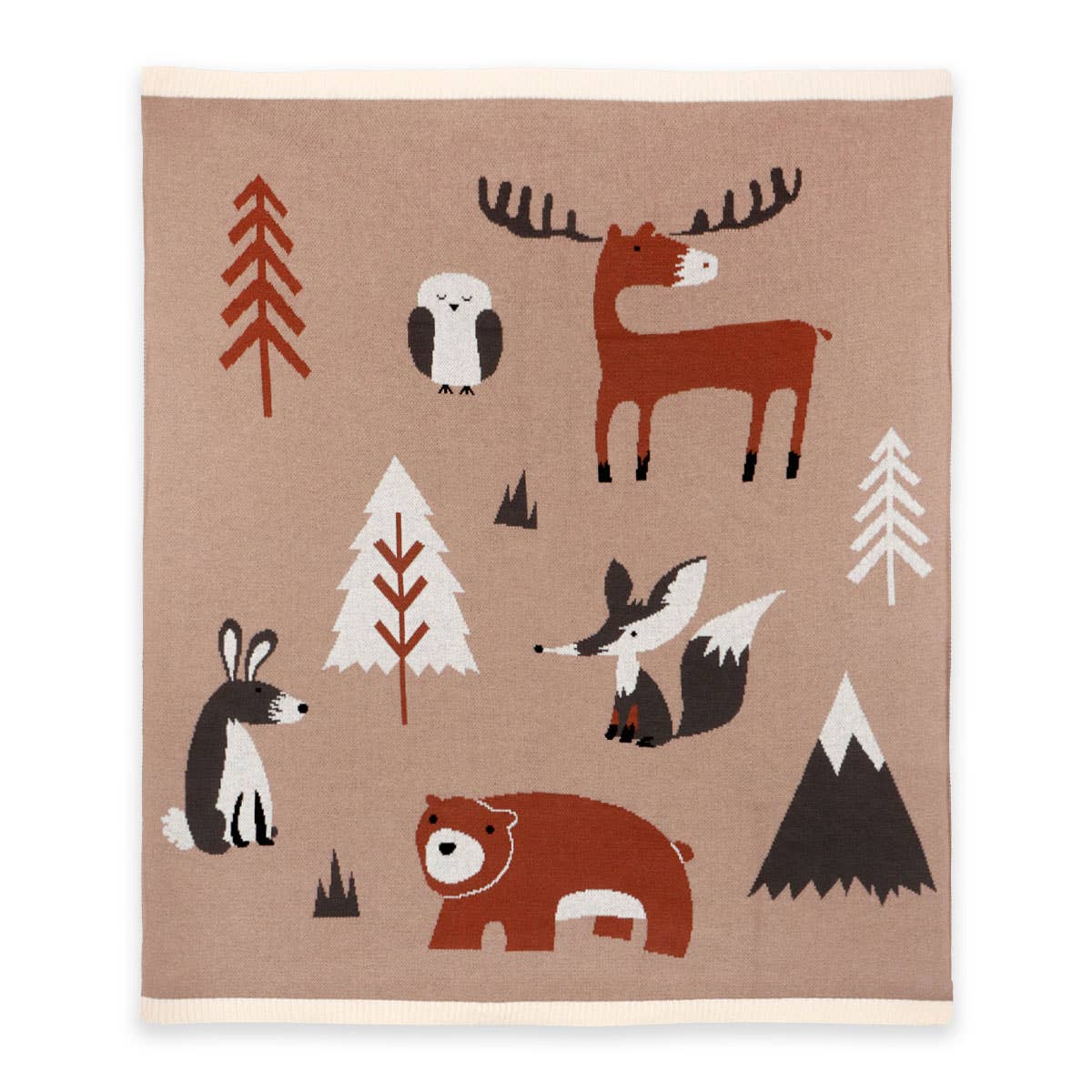 Woodland Bear - Organic Jacquard Sweater Knit Baby Blanket