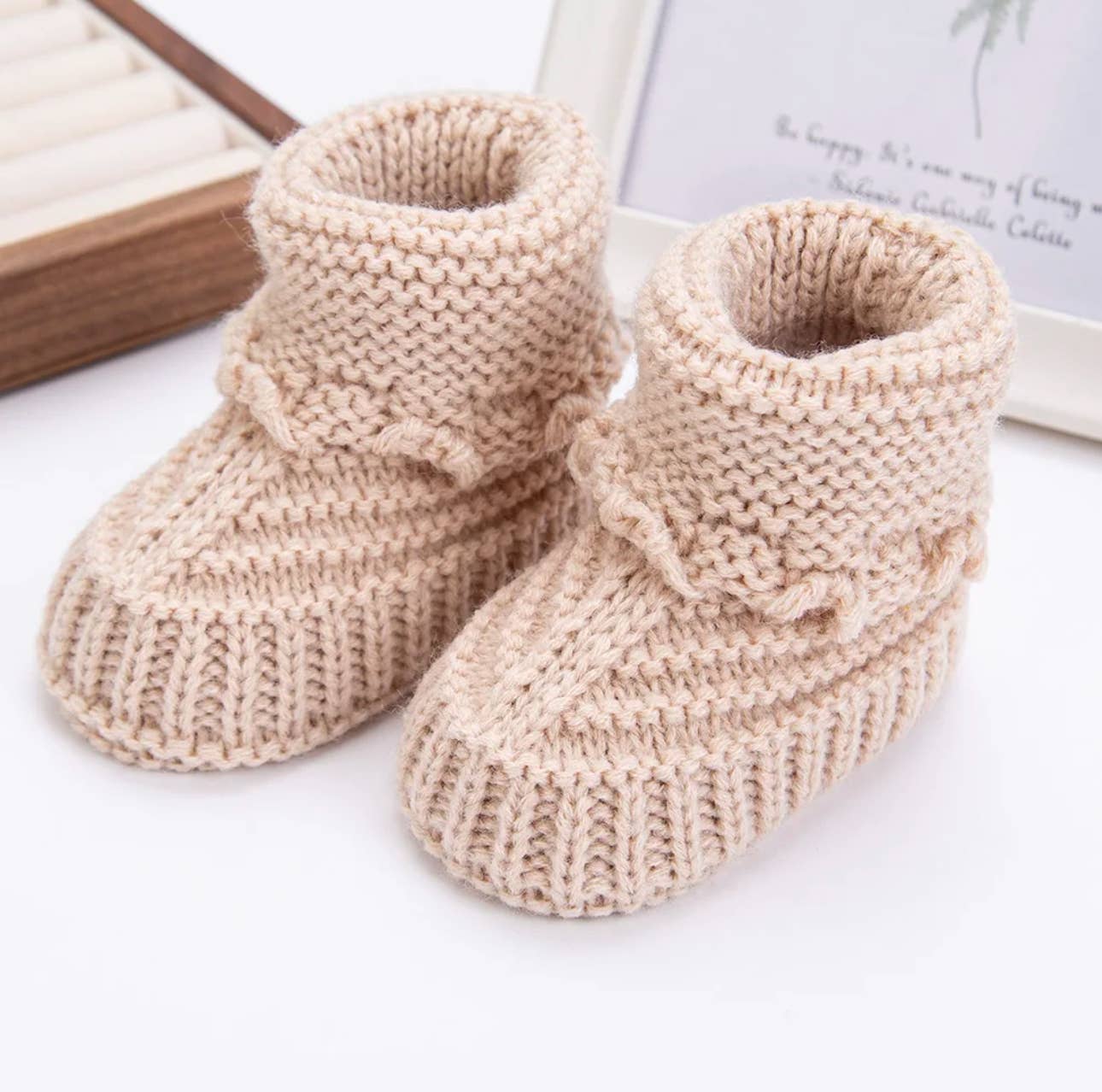 Marjan Knit Booties: Camel