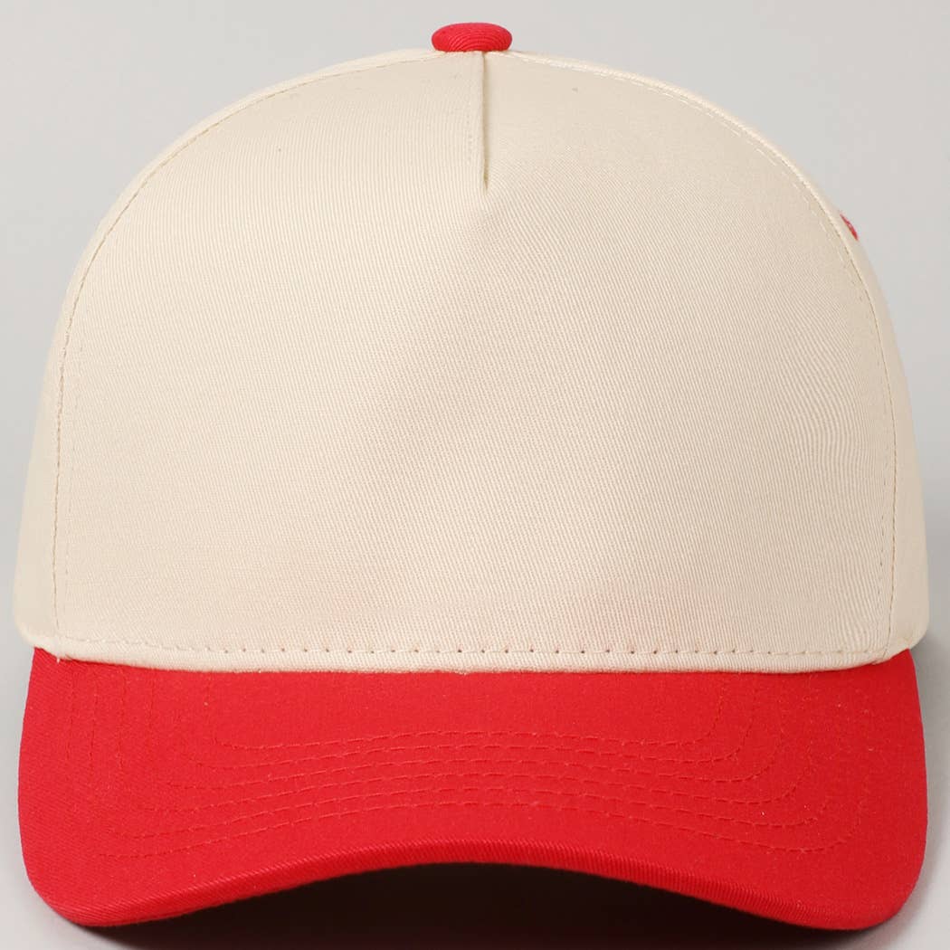 Kids Plain Two Tone Canvas Cotton Baseball Cap : HOT PINK / ONE SIZE