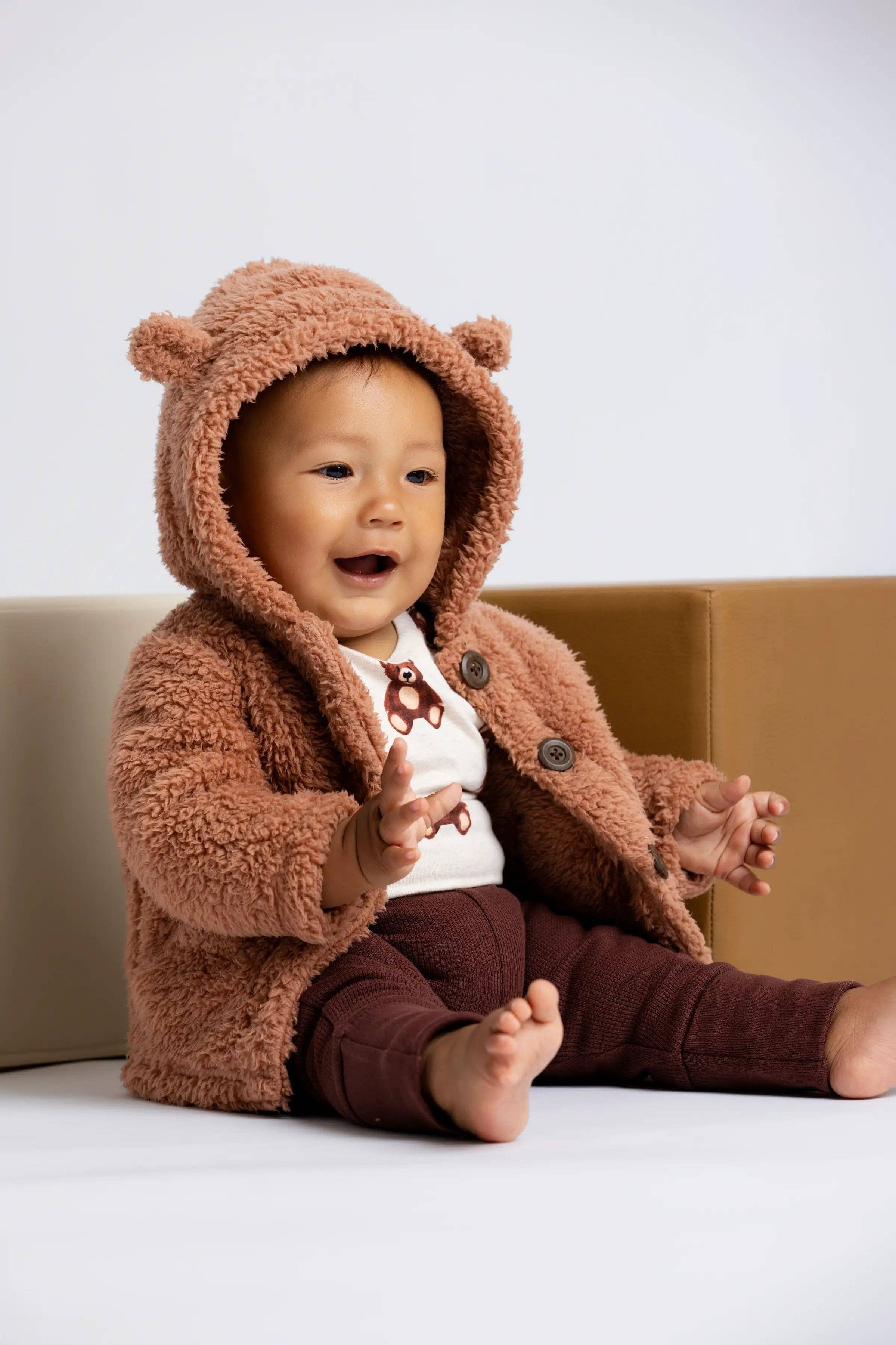 Baby Sherpa Teddy Cardigan Caramel Brown: Unisex