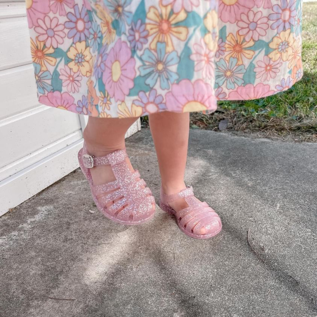 TULSA - WATER SHOES TODDLER KIDS SHOES JELLY SANDAL: PINK GLITTER