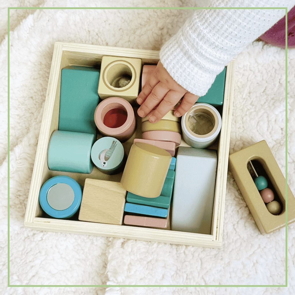 Wooden Activity Blocks 15pc - Interactive Sensory Blocks Ages 12m+