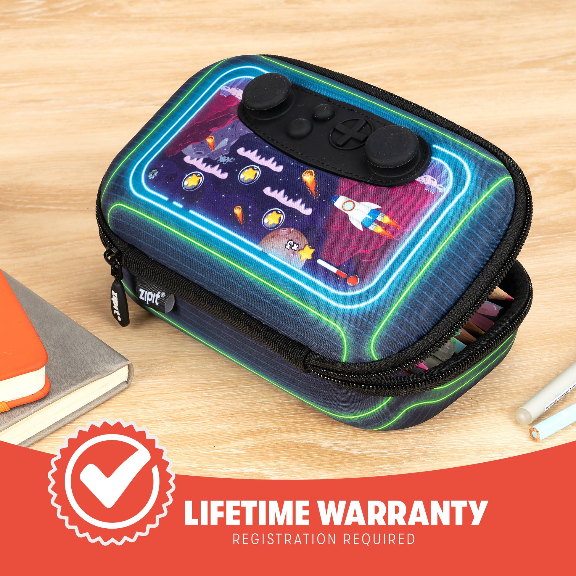 ZIPIT Gamer Pencil Case for Boys, Joystick Pencil Box: Car Race