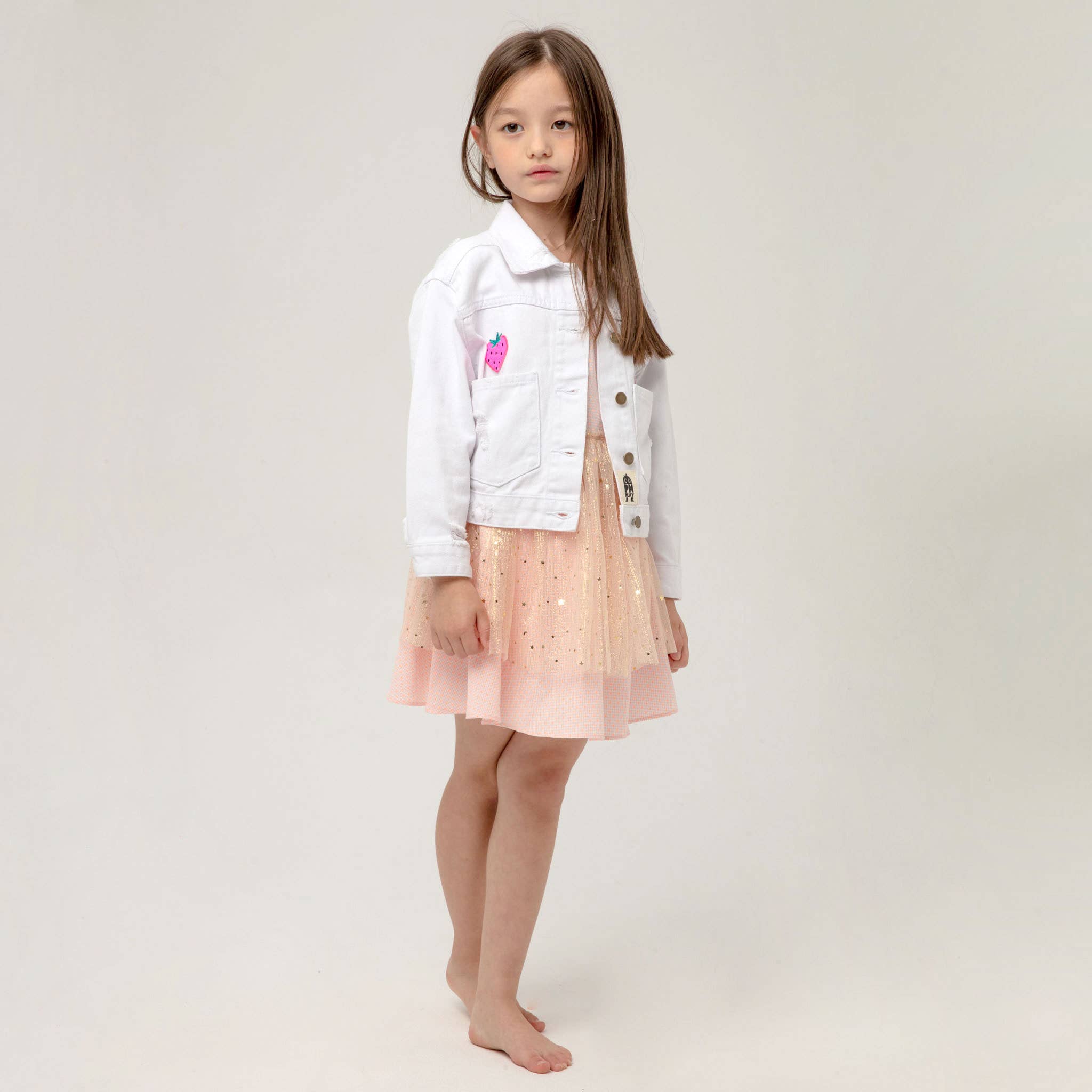 Patched Denim Jacket: White Bow