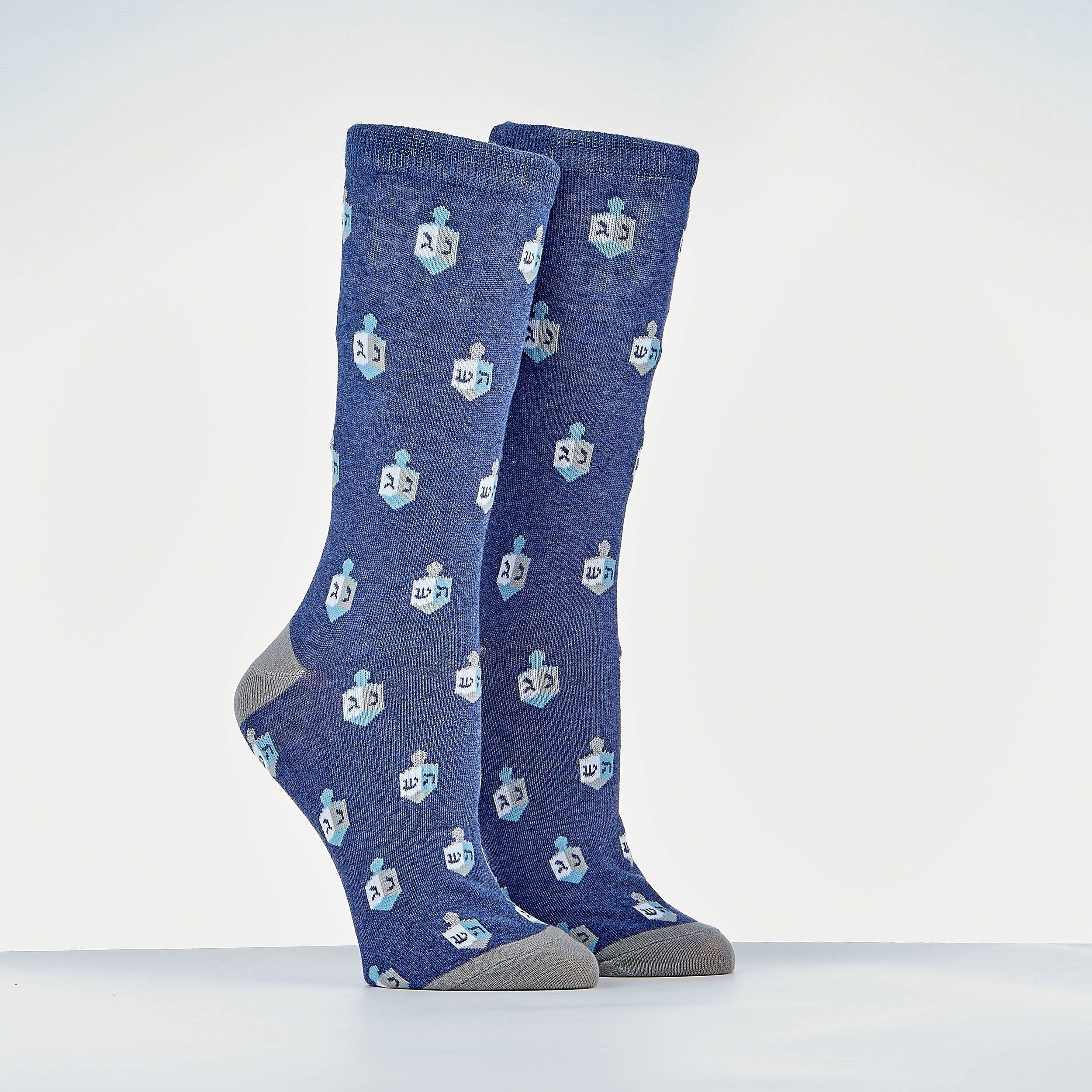 Chanukah Socks, "Dreidels", Cotton Blend, Adult
