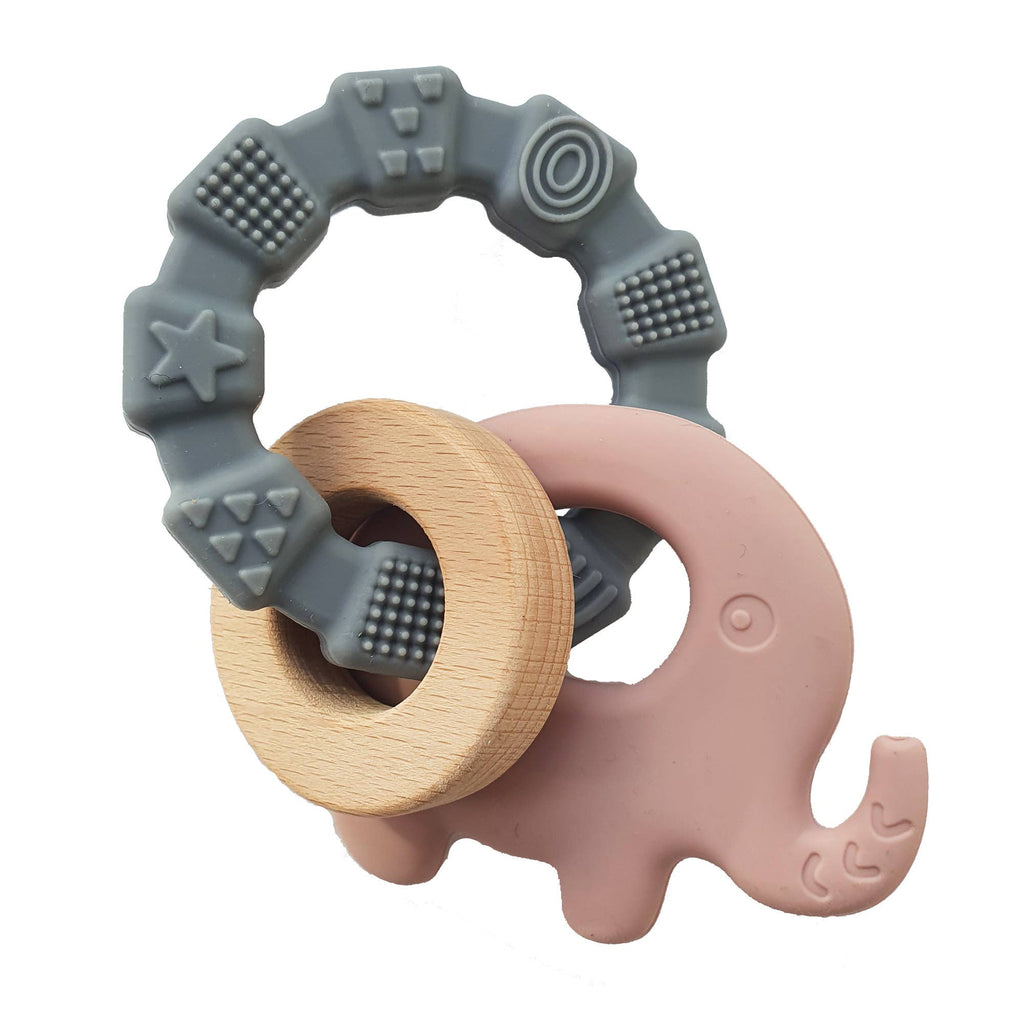 Baby Silicone Teether Toy Elephant Pale Mauve